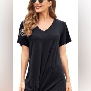 MIHOLL Black Twist Front Women's Top